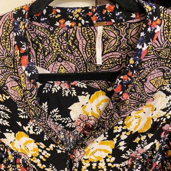 Free People Wildflowers Henley bell sleeve loose FIT BLOUSE top (17) - Picture 12 of 12